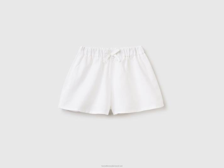 kinderen Benetton short van linnenmix wit 4R625704