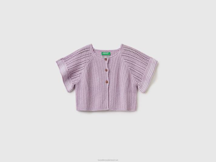 kinderen Benetton Vest met korte mouwen van linnenmix lila 4R623453