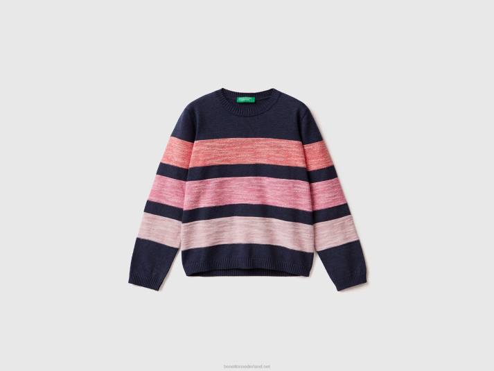 kinderen Benetton gestreepte trui van katoenmix blauw 4R626106