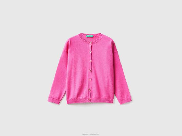 kinderen Benetton vest met glitterknopen fuchsia 4R626107