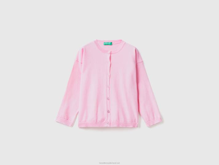 kinderen Benetton vest met glitterknopen roze 4R623446