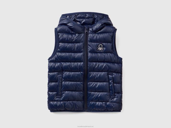 kinderen Benetton gewatteerde jas met capuchon donkerblauw 4R622830