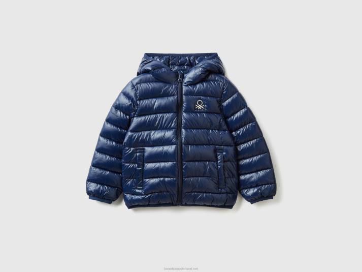 kinderen Benetton gewatteerde jas met capuchon donkerblauw 4R625544