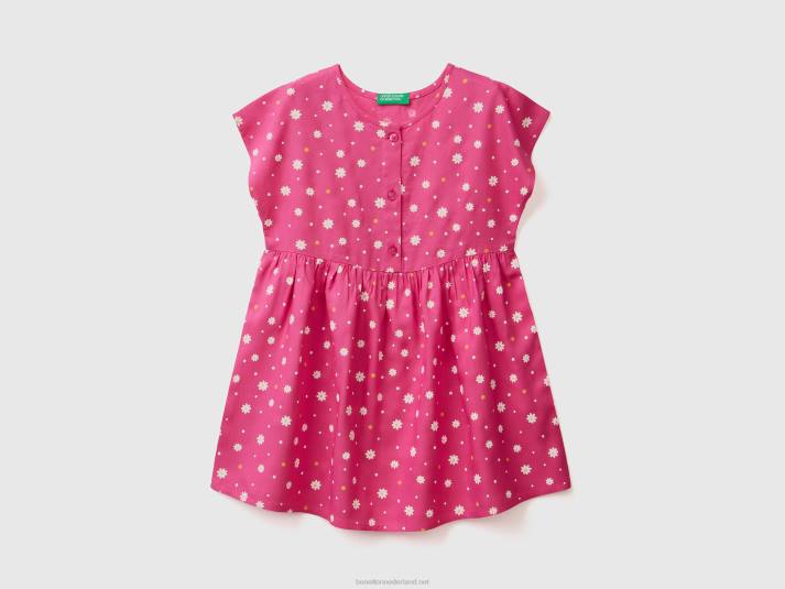 kinderen Benetton Jurk met patroon van duurzame viscose fuchsia 4R622946