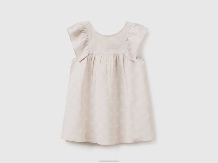 kinderen Benetton jurk met patroon van linnenmix beige 4R622945