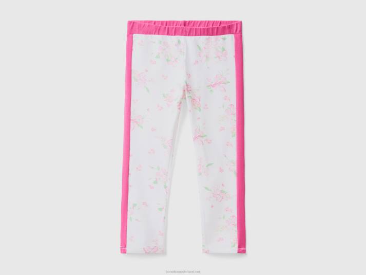 kinderen Benetton legging met bloemenprint wit 4R625669