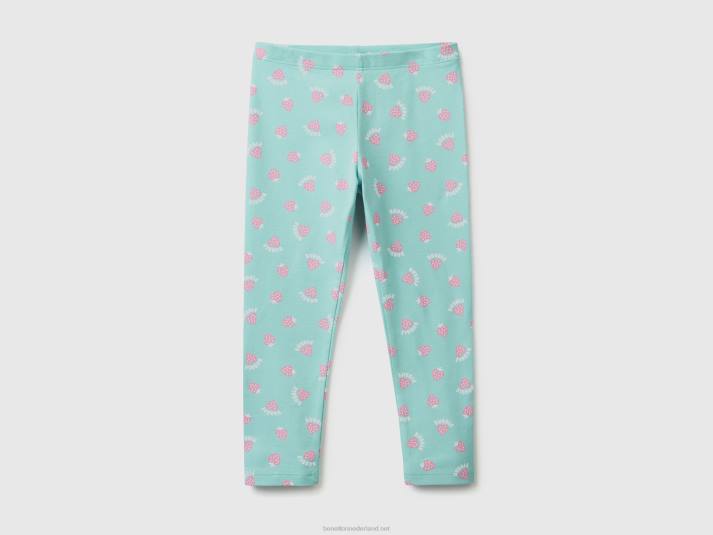 kinderen Benetton legging van stretchkatoen met patroon lichtblauw 4R622965