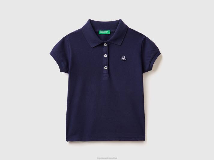 kinderen Benetton regular fit polo van biologisch katoen donkerblauw 4R622891