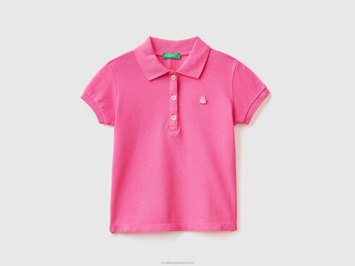 kinderen Benetton regular fit polo van biologisch katoen fuchsia 4R622872