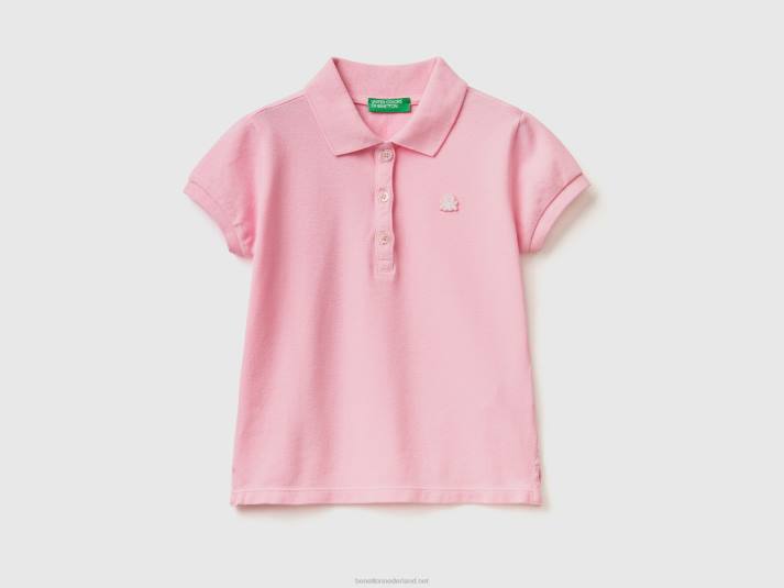 kinderen Benetton regular fit polo van biologisch katoen roze 4R622840