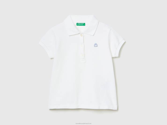 kinderen Benetton regular fit polo van biologisch katoen wit 4R622844