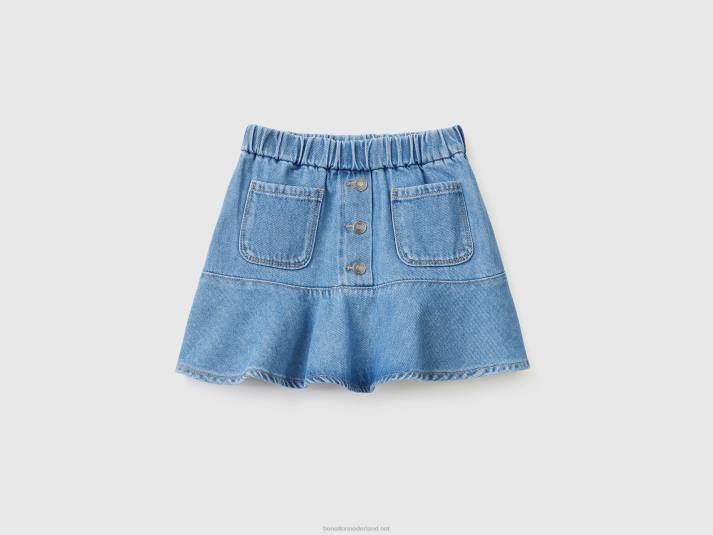 kinderen Benetton denim minirok met ruches blauw 4R623051