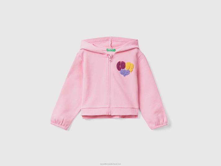 kinderen Benetton cropped hoodie met borduursel roze 4R625624