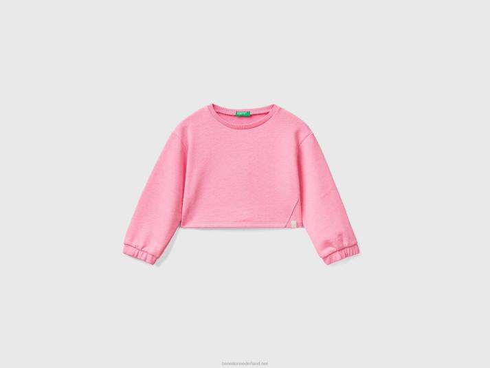 kinderen Benetton cropped sweatshirt van gerecyclede stof Neon roze 4R622924