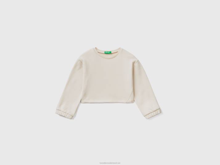 kinderen Benetton cropped sweatshirt van gerecyclede stof romig wit 4R622913