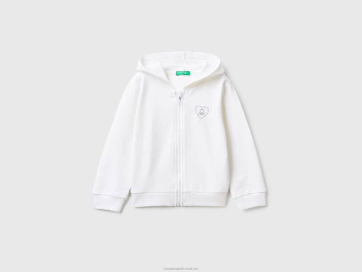 kinderen Benetton hoodie met ritssluiting wit 4R625623 - Klik op de afbeelding om het venster te sluiten