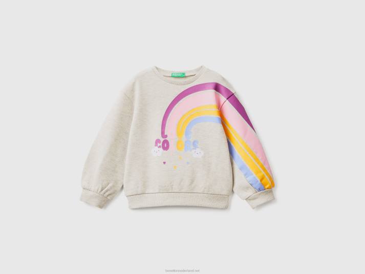 kinderen Benetton pullover met regenboogprint lichtgrijs 4R625622 - Klik op de afbeelding om het venster te sluiten