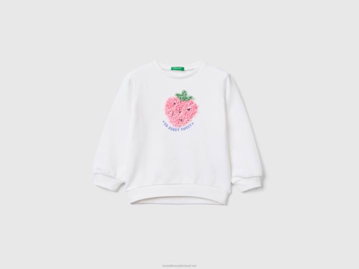 kinderen Benetton sweatshirt met applicatie in bloemblaadjeslook wit 4R622912