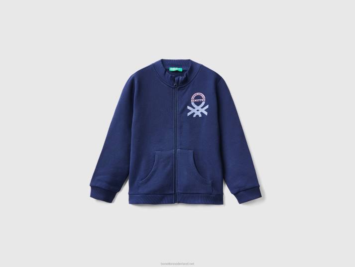 kinderen Benetton sweatshirt met ritssluiting van biologisch katoen donkerblauw 4R622905