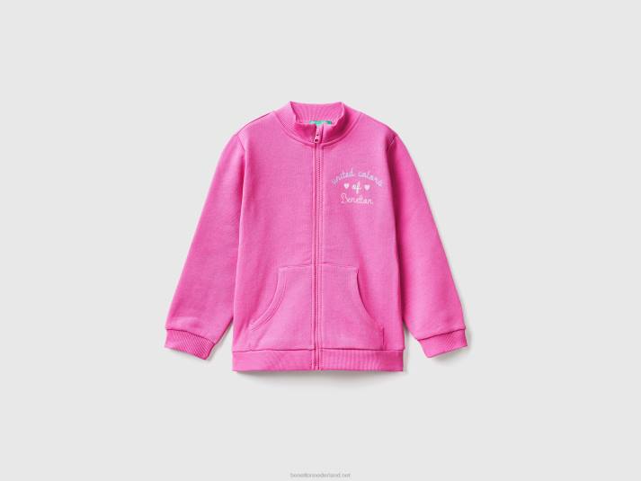 kinderen Benetton sweatshirt met ritssluiting van biologisch katoen fuchsia 4R622919