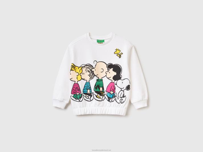 kinderen Benetton sweatshirt met ronde hals en pinda's wit 4R622915