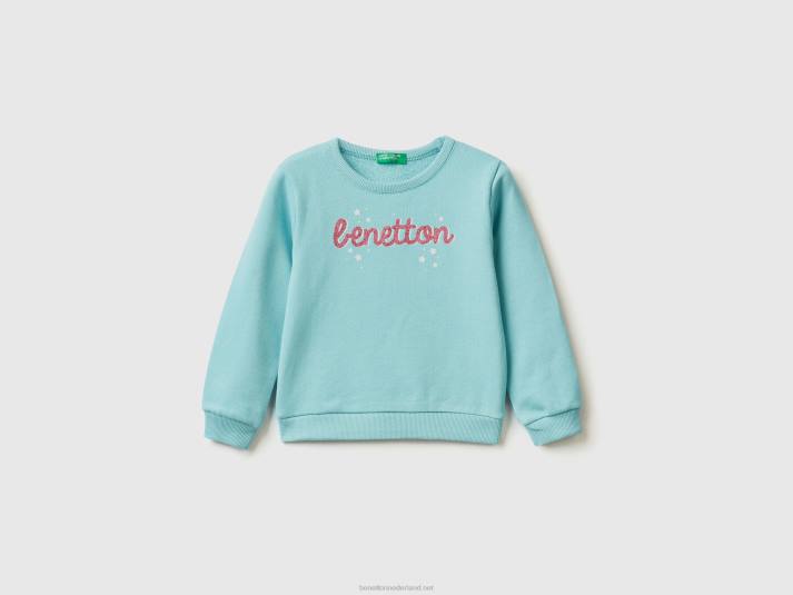 kinderen Benetton sweatshirt van biologisch katoen met glitterprint water 4R622918