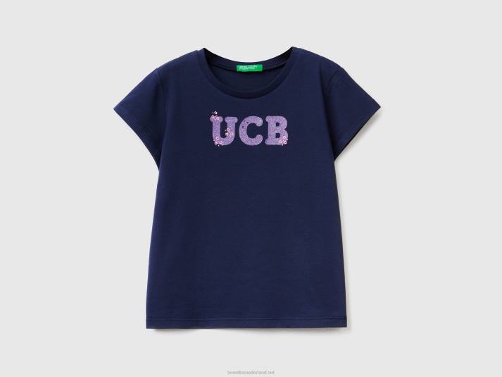 kinderen Benetton T-shirt van biologisch katoen met print donkerblauw 4R622860