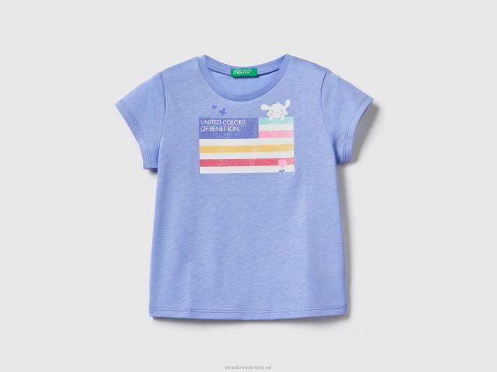 kinderen Benetton T-shirt van biologisch katoen met print maagdenpalm 4R622842