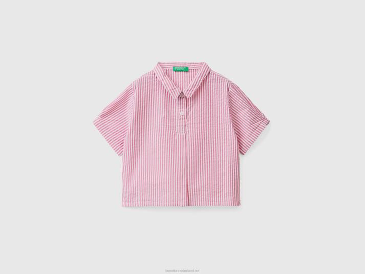 kinderen Benetton licht gestreept overhemd roze 4R622852