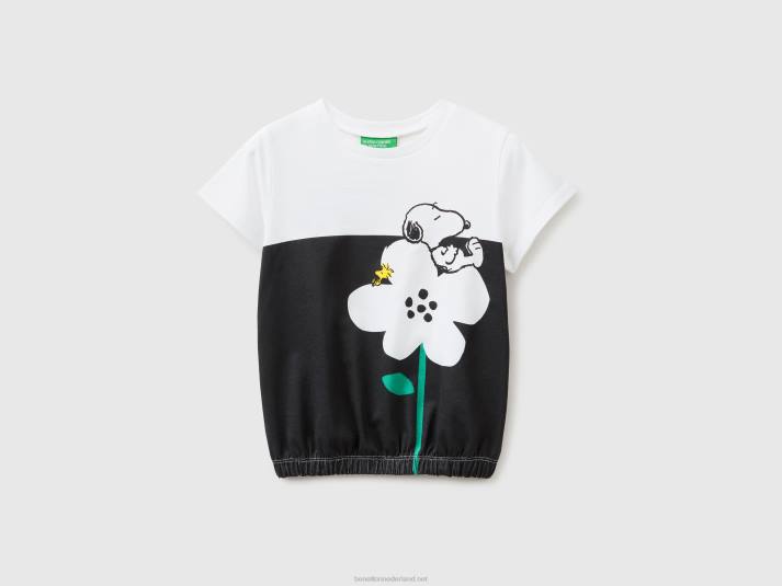 kinderen Benetton peanuts t-shirt met elastiek aan de onderkant zwart 4R622859