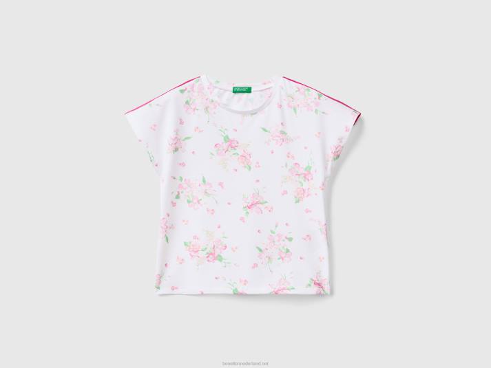 kinderen Benetton t-shirt met bloemenprint wit 4R622853