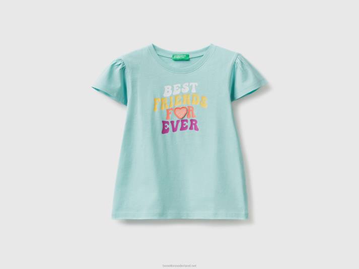 kinderen Benetton t-shirt met glitterprint en patch water 4R622839