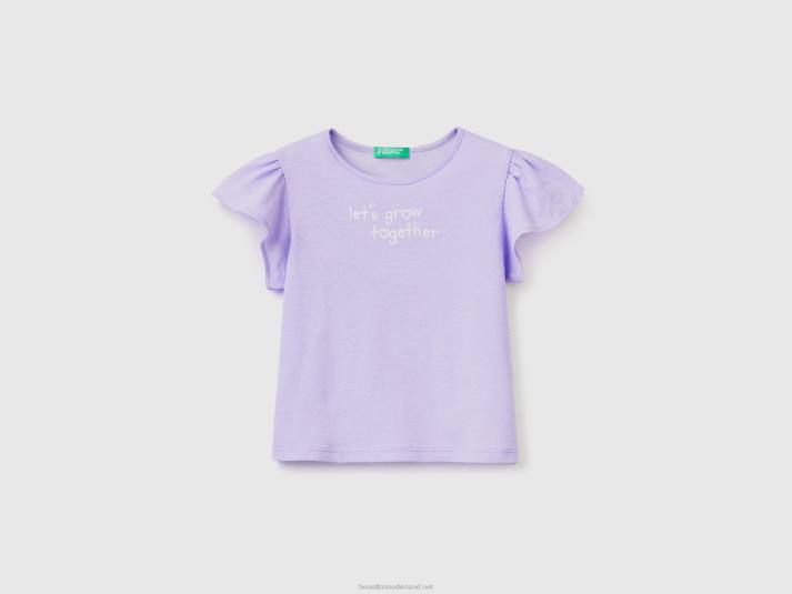 kinderen Benetton t-shirt met print van linnenmix lila 4R622856