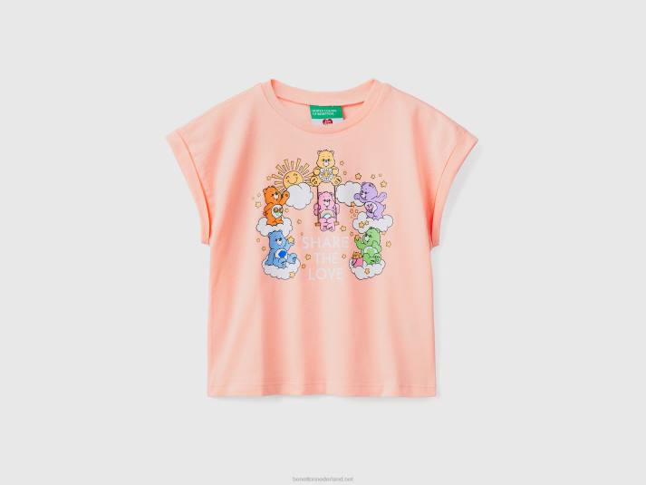 kinderen Benetton t-shirt met troetelbeertjes print zacht roze 4R622855