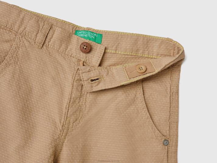 kinderen Benetton Short met microdessin van linnenmix beige 4R624934