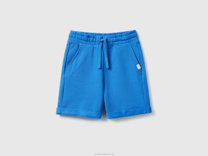 kinderen Benetton bermuda's van zuiver katoenen sweatstof helderblauw 4R621960