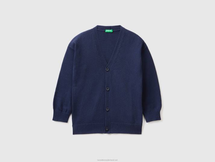 kinderen Benetton V-hals vest van katoen donkerblauw 4R626069 - Klik op de afbeelding om het venster te sluiten