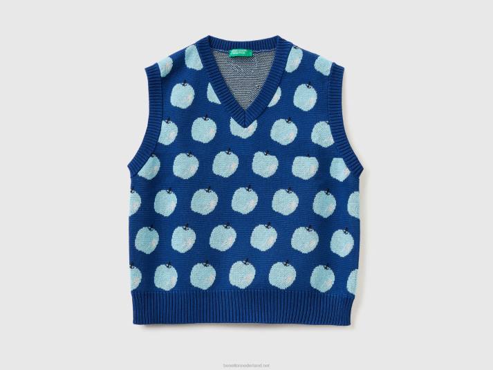 kinderen Benetton blauw vest met appelpatroon blauw 4R626051