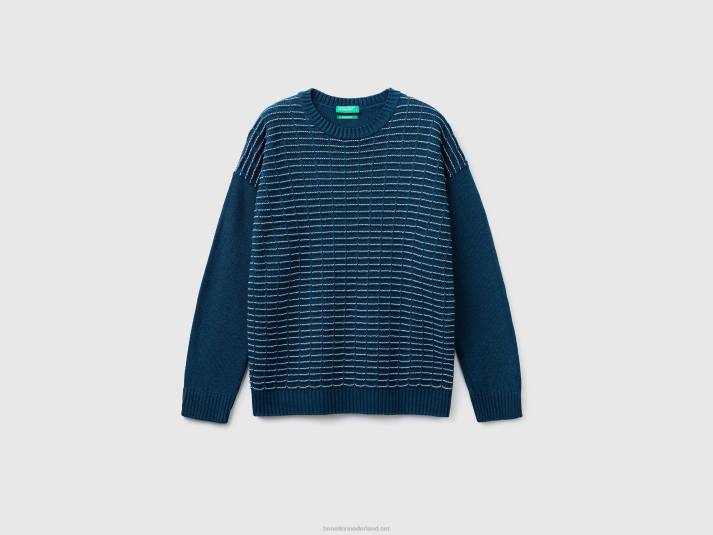 kinderen Benetton top met ronde hals van een linnenmix blauw 4R626059