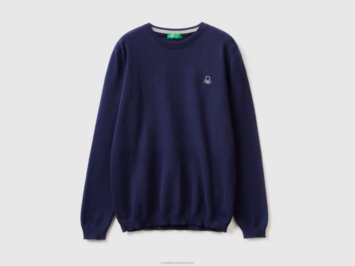 kinderen Benetton trui van zuiver katoen met logo donkerblauw 4R626063