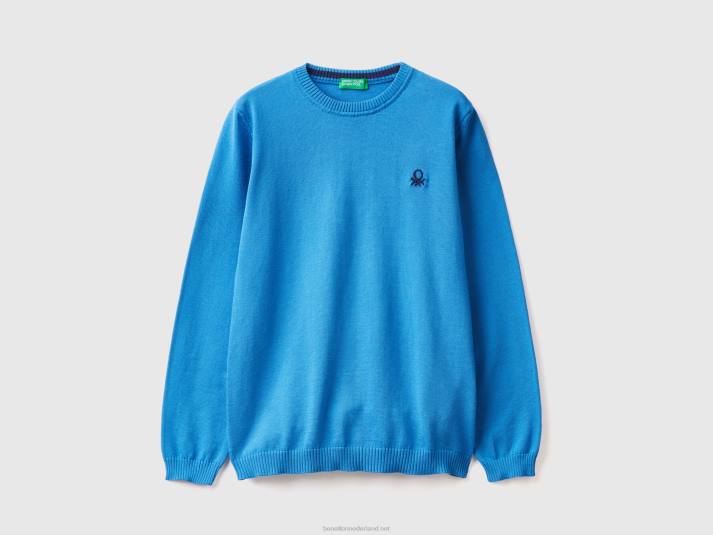 kinderen Benetton trui van zuiver katoen met logo helderblauw 4R626049