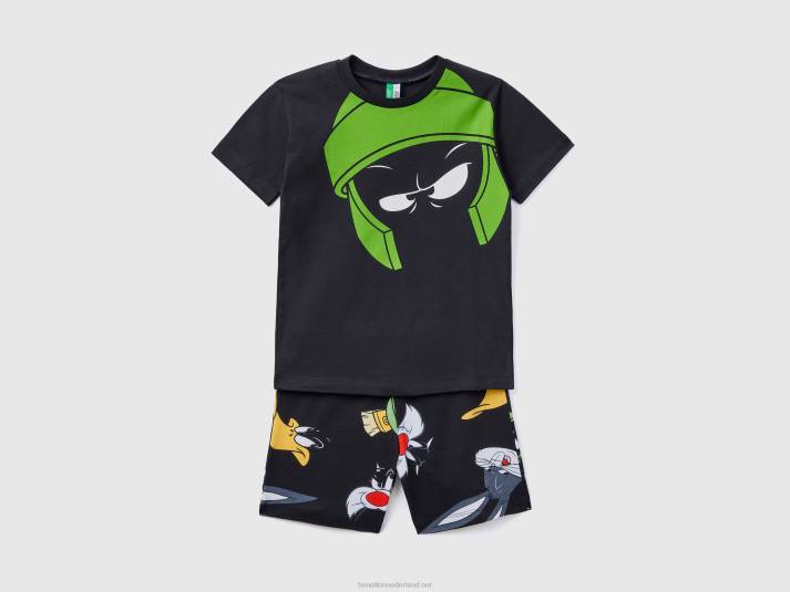 kinderen Benetton korte looney tunes pyjama zwart 4R622035