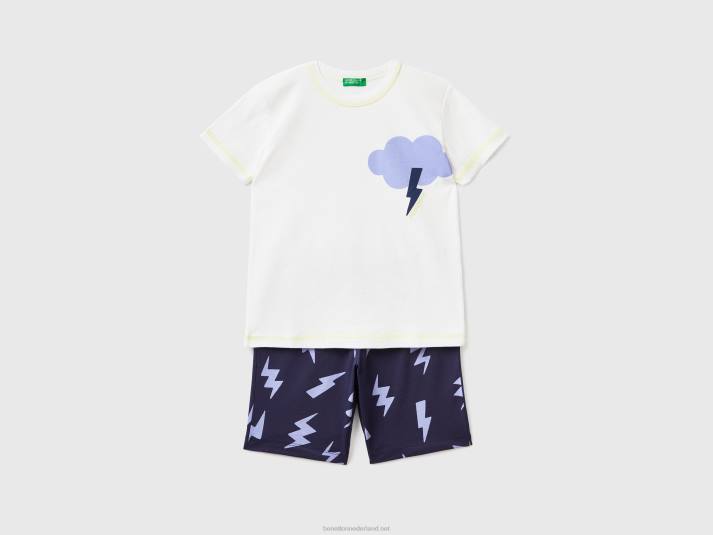 kinderen Benetton pyjama met heldere details romig wit 4R622020 - Klik op de afbeelding om het venster te sluiten