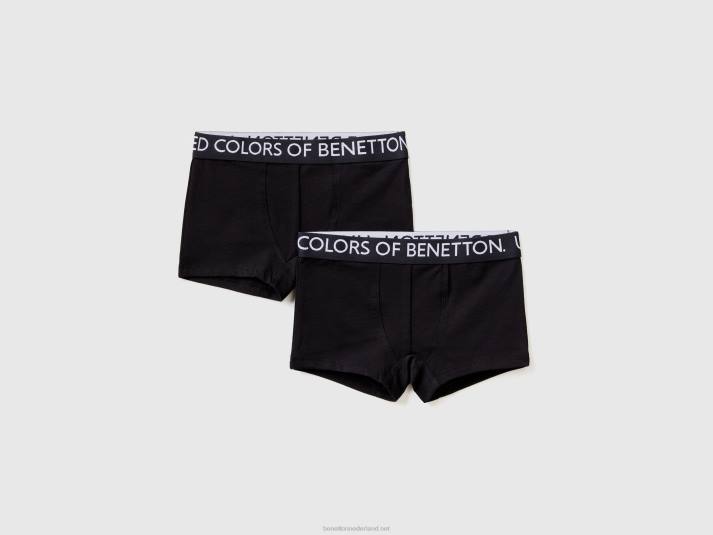 kinderen Benetton twee boxershorts met elastiek met logo blauw 4R622068