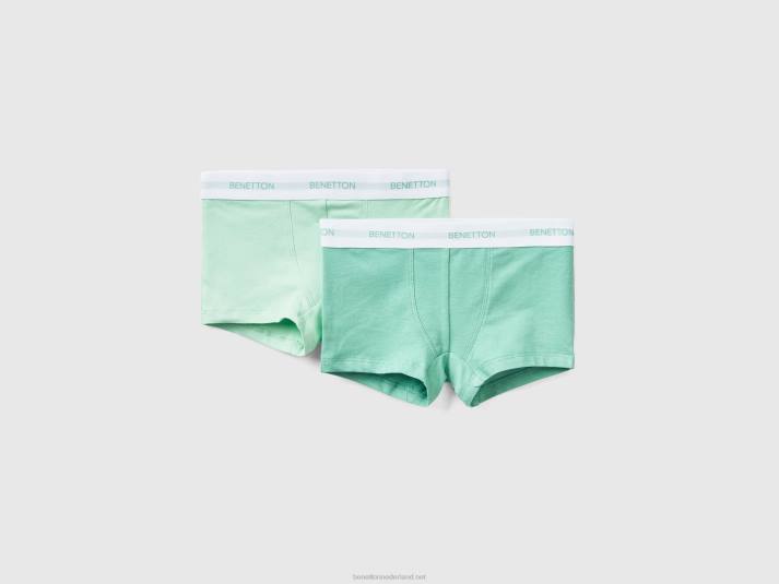 kinderen Benetton twee paar boxershorts met logo-elastiek groente 4R624987