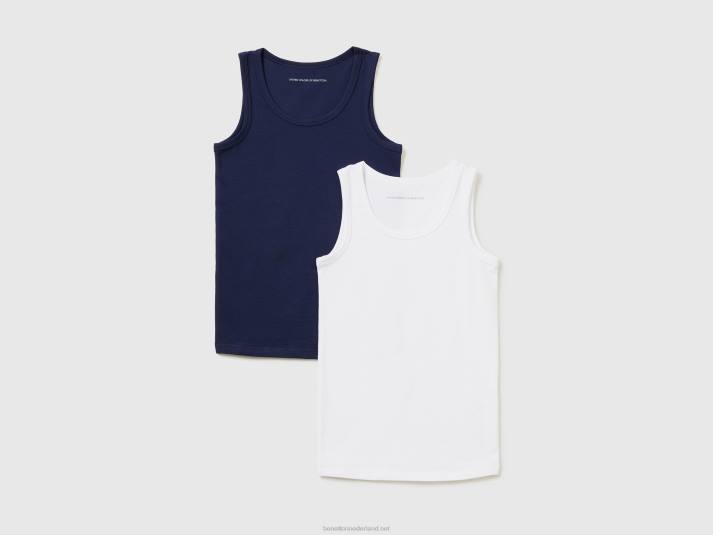 kinderen Benetton twee tanktops van stretchkatoen donkerblauw 4R622067