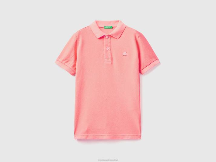 kinderen Benetton neon polo van biologisch katoen Neon roze 4R624899