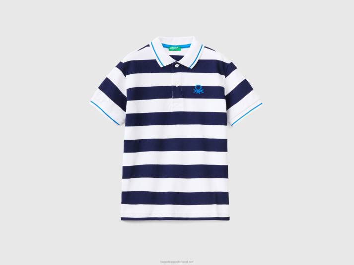 kinderen Benetton polo met korte mouwen en strepen blauw 4R624910