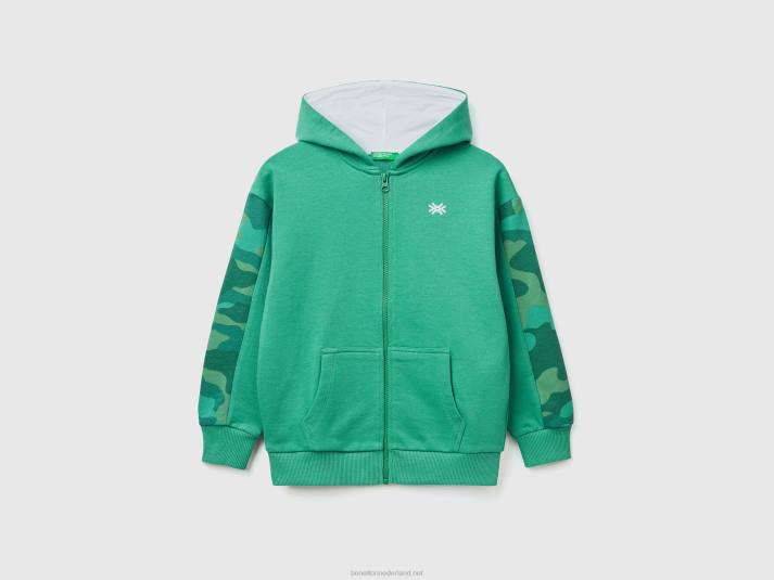 kinderen Benetton hoodie met camouflagemouwen donkergroen 4R624860