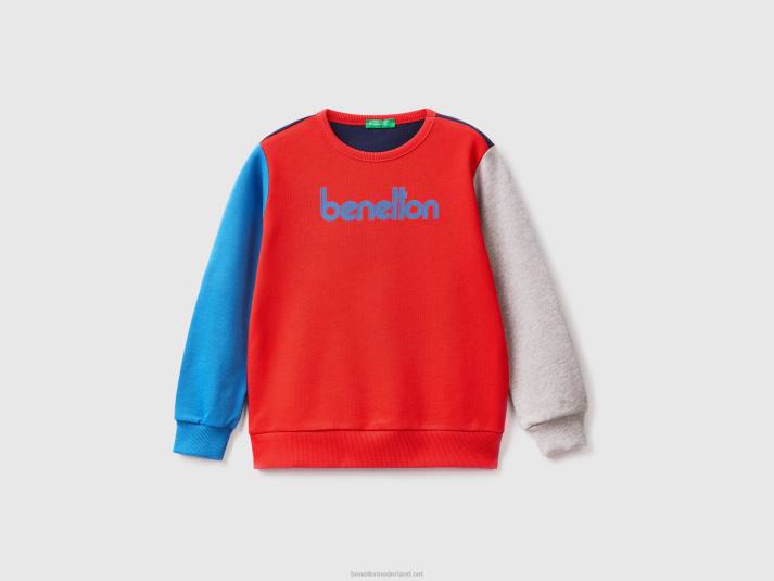 kinderen Benetton sweatshirt met logoprint veelkleurig 4R624858